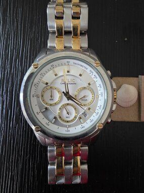 Item #W117 Relic Chronograph 3 dial Gold/Silver 9.5 in Watch.